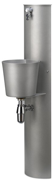 Fontana da Parete Giardino con Rubinetto e Secchio Dimensioni 30x25xh 119 cm - peso 11,5 kg con tubo rubinetto, Garantita contro la ruggine Colore Alluminio