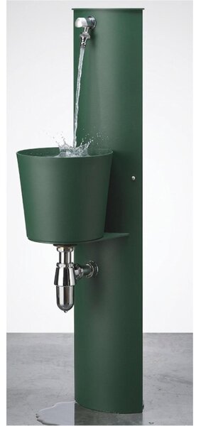 Fontana da Parete Giardino con Rubinetto e Secchio Dimensioni 30x25xh 119 cm - peso 11,5 kg con tubo rubinetto, Garantita contro la ruggine Colore verde
