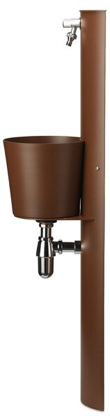 Fontana da Parete Giardino con Rubinetto e Secchio Dimensioni 30x25xh 119 cm - peso 11,5 kg con tubo rubinetto, Garantita contro la ruggine Colore Ruggine