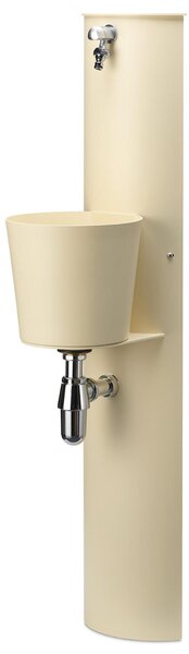 Fontana da Parete Giardino con Rubinetto e Secchio Dimensioni 30x25xh 119 cm - peso 11,5 kg con tubo rubinetto, Garantita contro la ruggine Colore Avorio