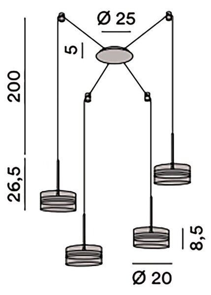 Lampadario perenz aere 8217 b lc led 3000k led bianco - Perenz