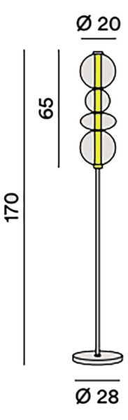 Piantana perenz bubbles 8166 tr lc led 3000k 2880lm oro - Perenz