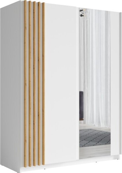 Armadio 2 porte scorrevoli 150 cm - bianco e rovere - Collezione VARIA