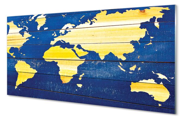 Quadro acrilico Mappa sulle assi blu 140x70 cm