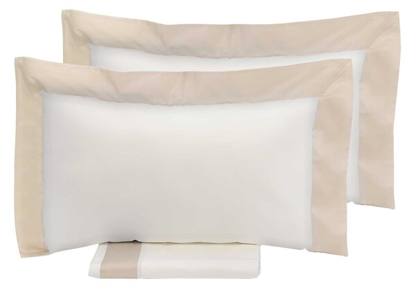 Copripiumino Matrimoniale con Sacco e Federe Bordi in Raso Garrini Eveline Avorio/Beige