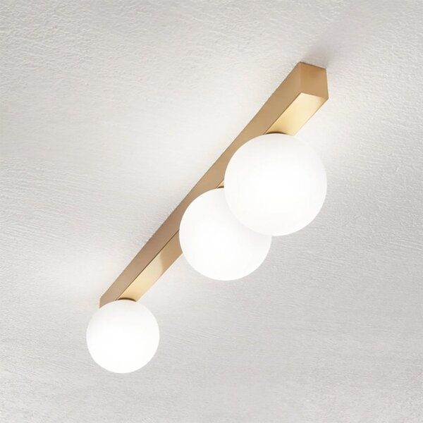 Plafoniera perenz snooky 8480 or g9 led metallo oro opaco sfera vetro soffiato bianco - Perenz