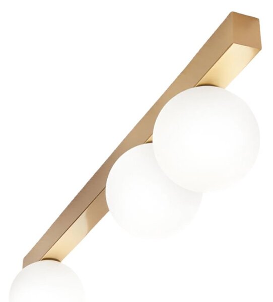 Plafoniera perenz snooky 8480 or g9 led metallo oro opaco sfera vetro soffiato bianco - Perenz