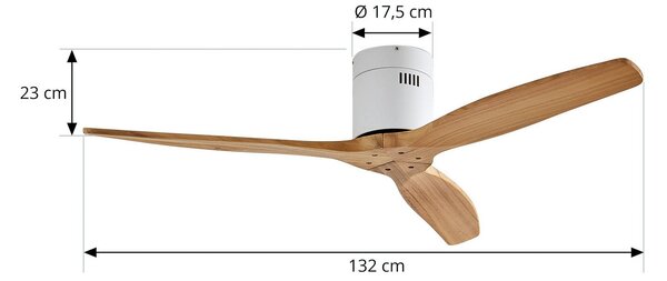 Ventilatore da soffitto Vindur, bianco, legno, DC, silenzioso - Lucande Lucande, Vindur, Legno, Soggiorno, Metallo, Moderno
