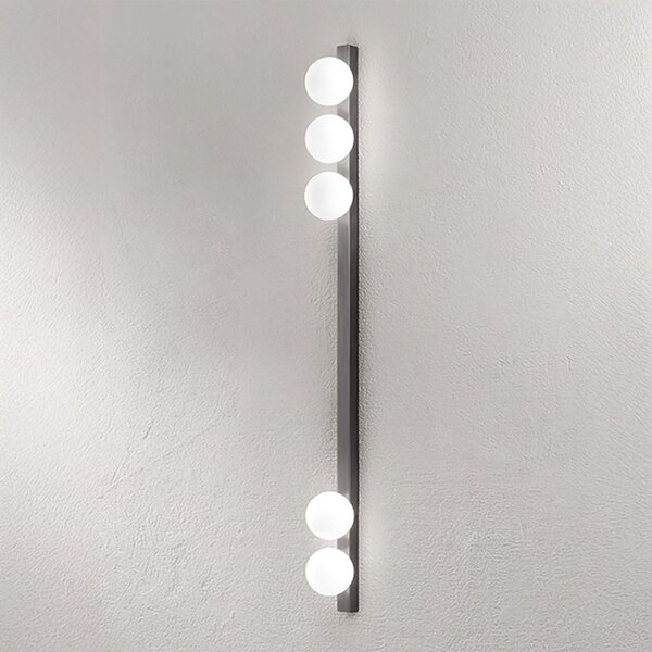 Applique perenz snooky 8482 gr g9 led metallo grigio titanio sfera vetro soffiato bianco - Perenz