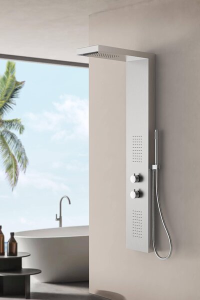Set doccia Marwell rubinetto doccia Essenza cromo 125x20 cm - doccia a pioggia - doccetta con flessibile