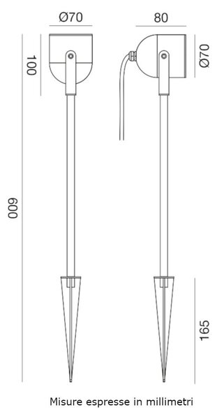Lampada picchetto gea led ges2290 gu10 led ip65 h60 alluminio orientabile - Gea Led