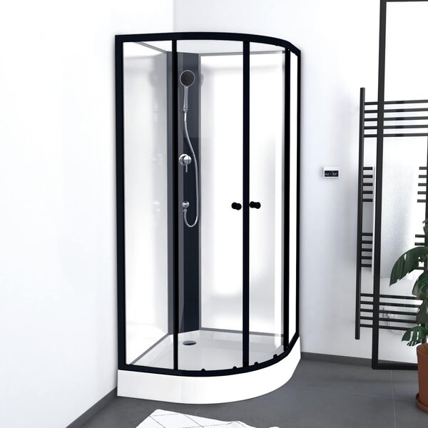 Doccia completa MARWELL Doccia completa Factory 85 x 85 x 200 cm - Doccia in set completo incluso piatto doccia e rubinetto - Doccia rotonda con ingresso frontale