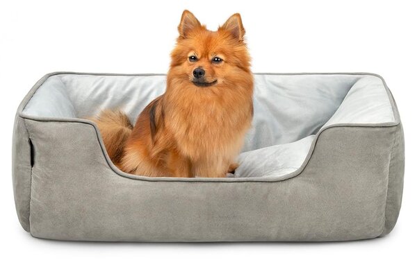 Cuccia per cani lionto - cesto reversibile 2 in 1, morbidamente imbottito e di facile manutenzione, con ingresso basso, 80x60 cm, grigio chiaro/grigio scuro