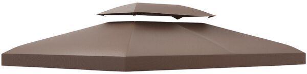 Outsunny Copertura per Gazebo da Giardino Tetto Sostitutivo Anti-UV Impermeabile in Poliestere 3x4m Marrone|Aosom