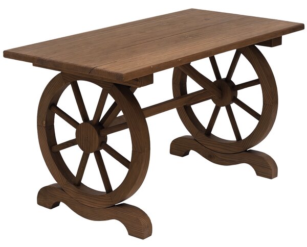 Outsunny Tavolo da Giardino Stile Country con Gambe a Ruota, in Legno di Abete Resistente alle Intemperie 113x60x65cm|Aosom