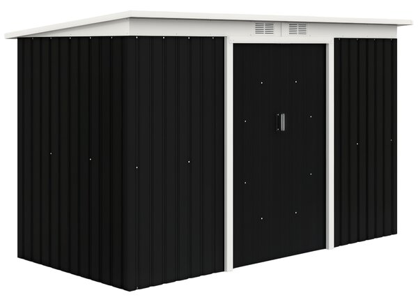 Outsunny Casetta da Giardino Porta Utensili in Lamiera di Acciaio con Porte Scorrevoli, 280x130x172cm, Grigio/Nero|Aosom