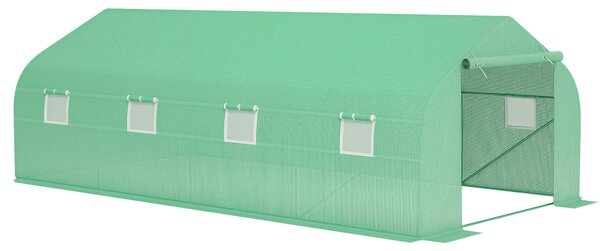 Outsunny Serra da Giardino 6x3x2m con Tetto a Spiovente in PE per Piante, Verde|Aosom
