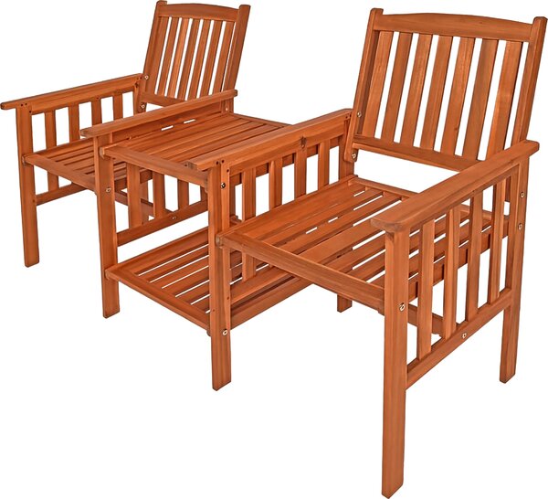 CASARIA® Panchina da Giardino in Legno Acacia Resistente alle Intemperie con Tavolo Portaoggetti a 2 Posti 320kg 164x63cm Panca da Esterno Terrazza