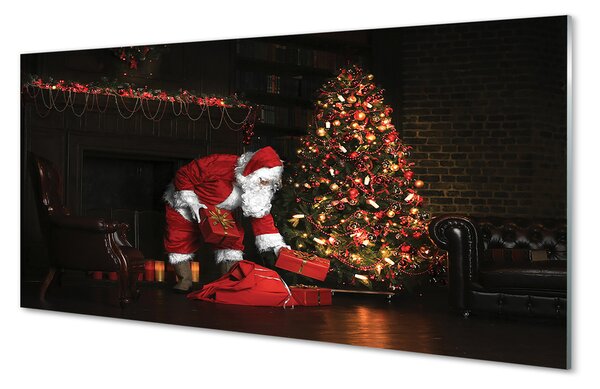 Pannello paraschizzi cucina Decorazioni per regali di albero di Natale Babbo Natale 100x50 cm
