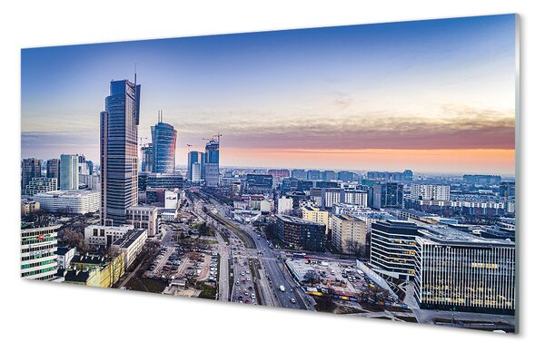 Pannello paraschizzi cucina Varsavia Panorama dei grattacieli di alba 125x50 cm