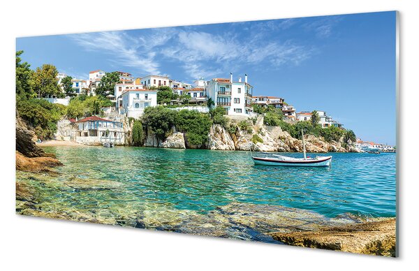 Quadro acrilico Natura della Grecia Sea City 140x70 cm
