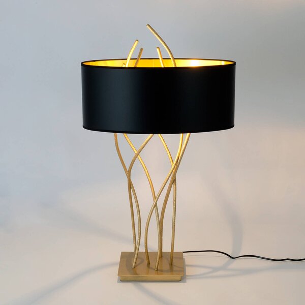 Holländer Lampada da tavolo ovale Elba, oro/nero, altezza 75 cm, ferro