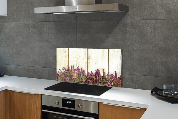 Pannello paraschizzi cucina Fiori di plancia viola 100x50 cm