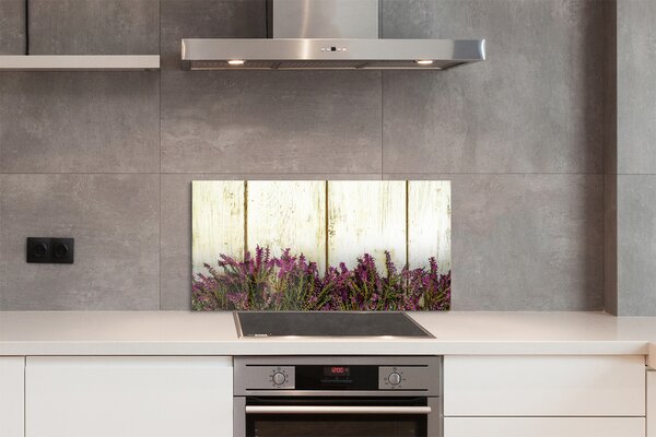 Pannello paraschizzi cucina Fiori di plancia viola 100x50 cm
