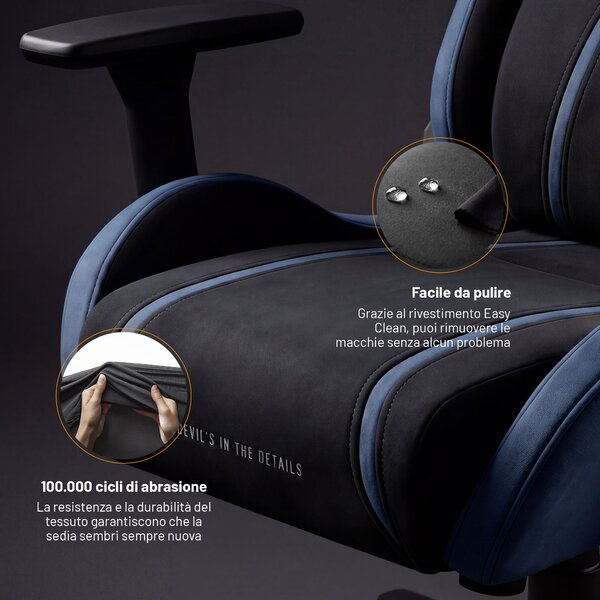 Sedia gaming in tessuto nero-blu Diablo X-One 2.0 Night Blue Small