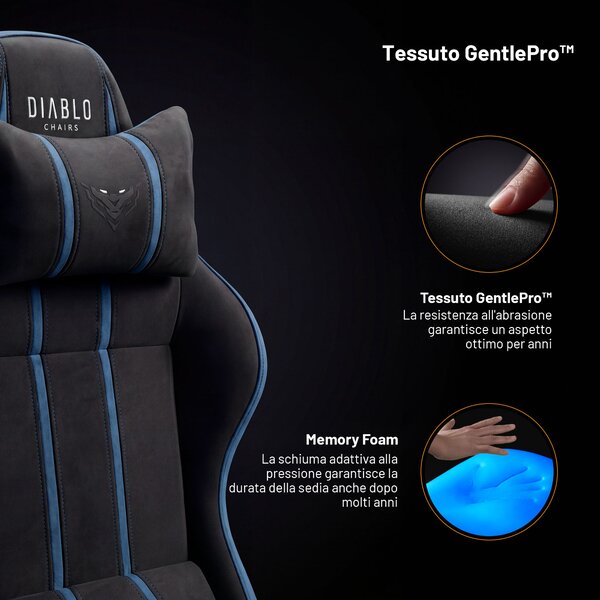 Sedia gaming in tessuto nero-blu Diablo X-One 2.0 Night Blue King