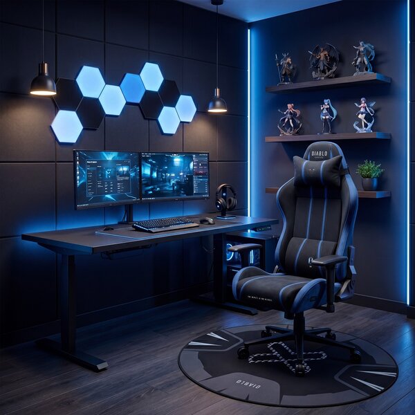 Sedia gaming in tessuto nero-blu Diablo X-One 2.0 Night Blue King