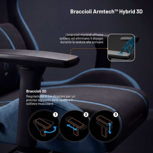 Sedia gaming in tessuto nero-blu Diablo X-One 2.0 Night Blue Small