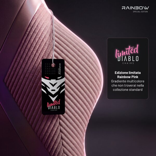 Sedia gaming rosa in tessuto X-Horn 2.0 Rainbow Pink, Normal