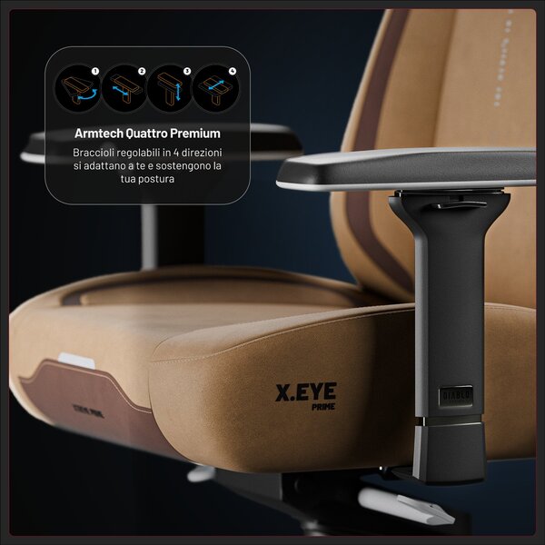 Sedia gaming in tessuto marrone, Normal: Diablo X.Eye Prime Camel Brown