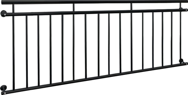ECD Germany Balcone francese, 90x184 cm, con 16 barre di riempimento, nero opaco e ruvido, ringhiera per balconi in acciaio verniciato a polvere