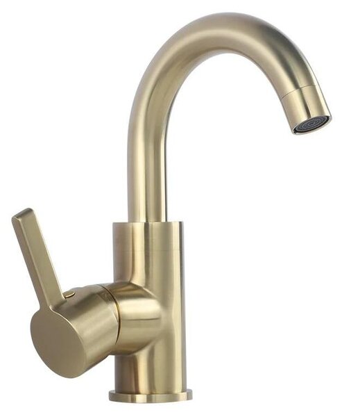 Miscelatore per lavabo – Miscelatore per lavabo da bagno – Ottone – Montaggio a incasso con un foro – Bocchetta girevole a 360° – Miscelatore monocomando – Per acqua calda e fredda – Oro