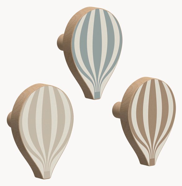 Set di 3 ganci da parete in legno di faggio fatti a mano Ballon