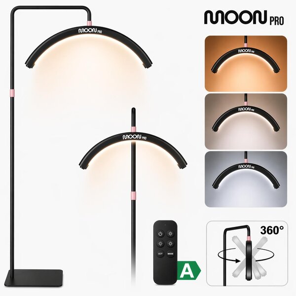 Lampada estetica professionale Moon Pro piantana per extension ciglia LED senza ombre nera