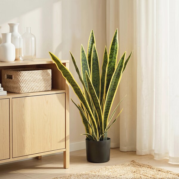 Outsunny Sanseveria Artificiale in Vaso, Pianta da Esterno e Interno con 21 Foglie (Ф15cm x 80cm)|Aosom
