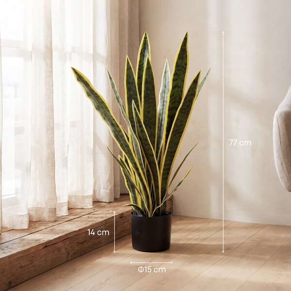 Outsunny Sanseveria Artificiale in Vaso, Pianta da Esterno e Interno con 21 Foglie (Ф15cm x 80cm)|Aosom