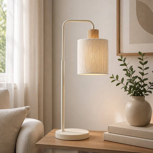 Brilliant Lampada da tavolo Arlo, Crema / Ambra, Soggiorno / Sala da pranzo, Tessuto / Stoffa / Seta, Moderno, Lampada da tavolo