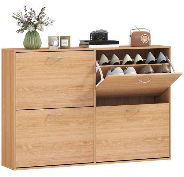 HOMCOM Scarpiera Salvaspazio Capacità 24 Ingresso e Camera da Letto Legno 120x24x81cm|Aosom