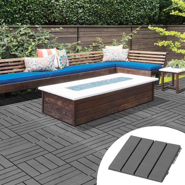 Outsunny Set 9 Mattonelle a Incastro per Terrazzo, Piastrelle (30x30x2cm) in PP Antiscivolo, Area: 0.81 mq, Nero|Aosom