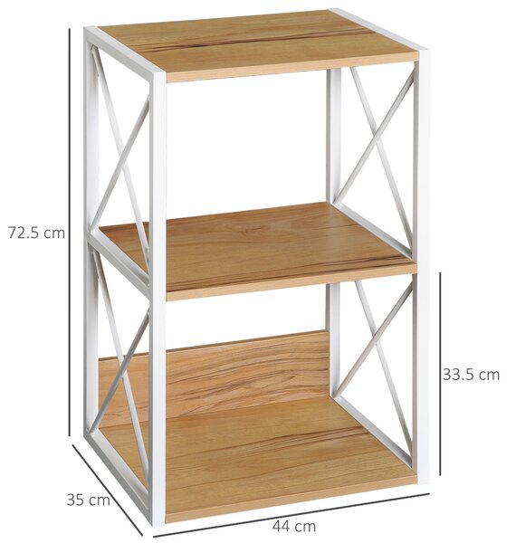 HOMCOM Mobiletto Scaffale per Soggiorno Cucina, Bagno 3 Ripiani Salvaspazio Legno 40x35x72.5cm