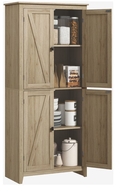 HOMCOM Mobile Cucina a 4 Ante con Mensole Regolabili e Base Rialzata in Legno 80x40x182cm|Aosom