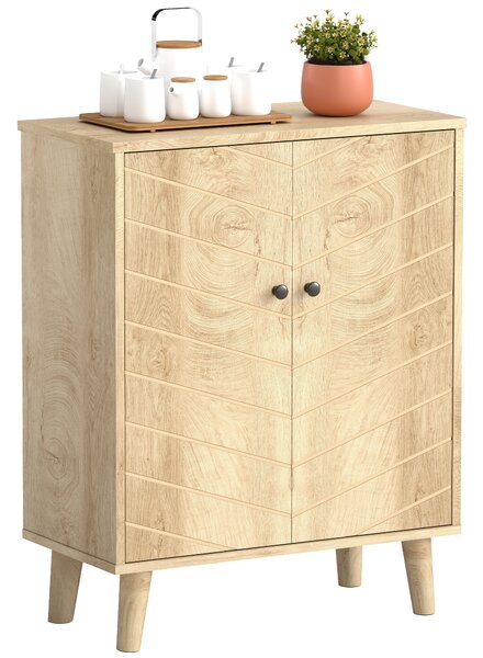 HOMCOM Mobile multiuso Stile vintage per cucina e soggiorno con Due Ripiani interni, in Truciolato, 60x30x76cm|Aosom