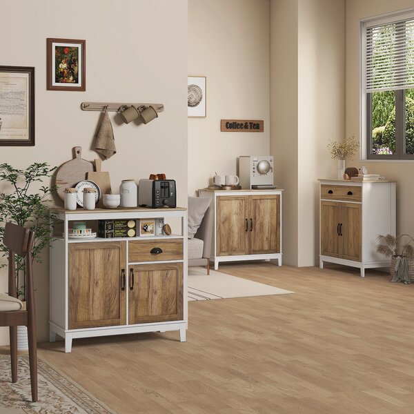HOMCOM Mobile Multiuso in Truciolato con Armadietto e Cassetto in Stile Rustico, 78.5x39x89.4cm, Bianco|Aosom