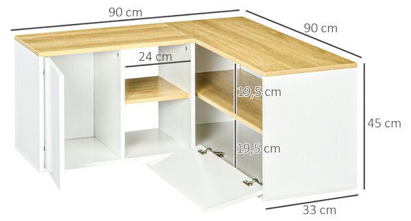 HOMCOM Mobile TV a L per TV da 40" con 3 Ripiani Aperti e 2 Armadietti, in Truciolato, 90x90x45 cm|Aosom