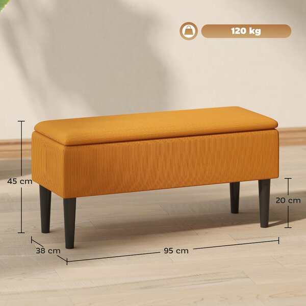 HOMCOM Panca Fondoletto in Poliestere e Legno per Camera da Letto e Ingresso, 95x38x45 cm, Grigia e Nera|Aosom