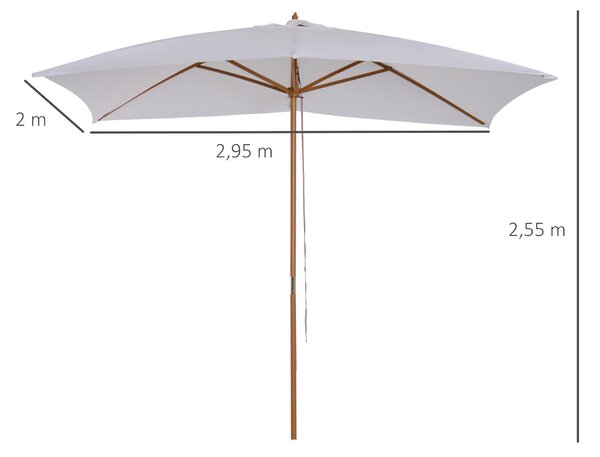 Outsunny Ombrellone m da Giardino 2x3 in Legno Laccato con Copertura Rimovibile, Bianco|Aosom